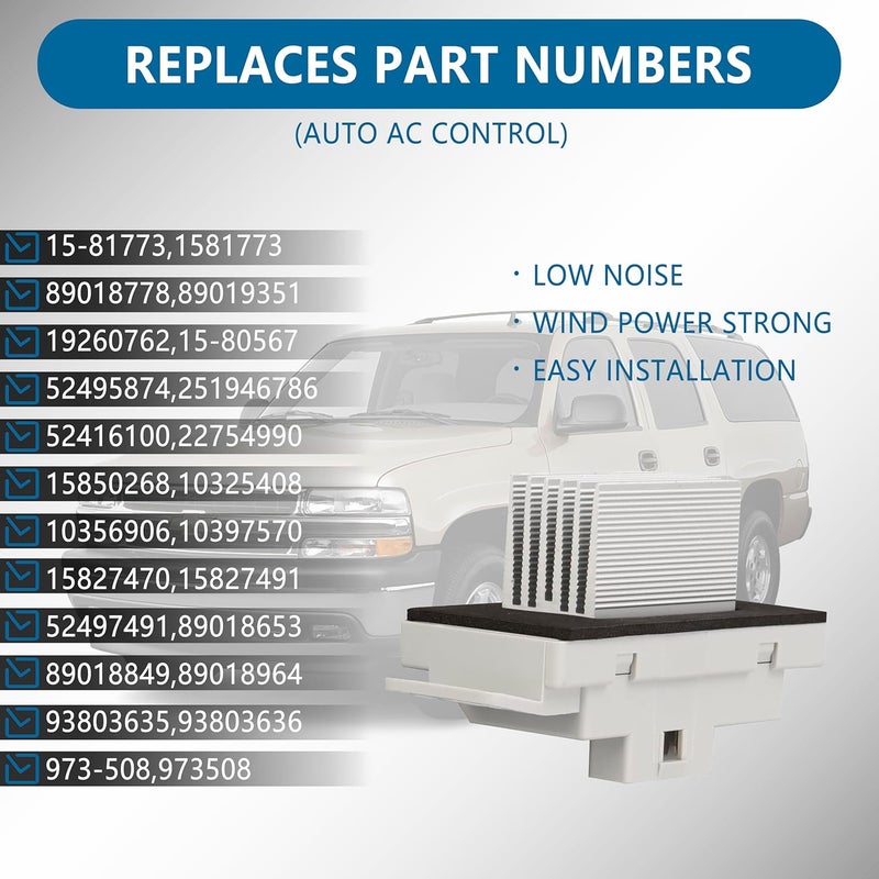 A.D.P. HVAC Blower Motor Resistor Kit Compatible with 2003 2004 2005 2006 2007 Chevy,GMC - Silverado, Tahoe, Suburban,Avalanche,Sierra,Yukon XL Replace# 15-81773,1581773,89018778,89019351 Auto AC Control - Image 3